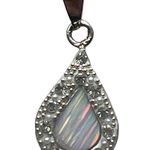 Vintage White Opal Mexico Silver Pendent on 925 Sterling Silver Chain Necklace Photo 7