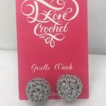 New I love Crochet ball stud earrings Crocheted silver handcrafted Photo 0