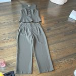 Artizia Wilfred Regal Vest & Essential Pant Set Size 8 Crepette Dark Olive NWOT Green Photo 1