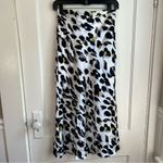 Wishlist Apparel Leopard Print Midi Skirt Satin Look Women's Size Small White Photo 7