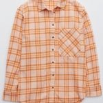 Aerie Orange Plaid Flannel Button Down Top Photo 0