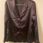 Victoria's Secret Victoria’s Secret Black Silk Style Pajama Top Waist Length Robe‎ 4-Button OSFA Photo 0