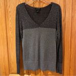 Lane Bryant  V-Neck Silver Gray & Black Colorblock‎ Metallic Sweater Size 14/16 Photo 4