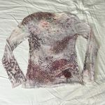 Harley Davidson Textured Leopard Graphic Long Sleeve Shirt Size Large Purple Photo 5