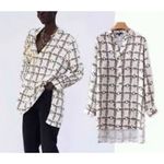 ZARA white long sleeve chain print blouse size XS Photo 1