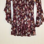 Time And Tru  Burgundy Floral Smocked Top Size Small Photo 4