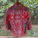 Ralph Lauren Lauren Women's Vintage Red Paisley Button Down Top Size PM Photo 1