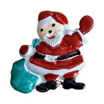 Santa‎ Claus Brooch with Gift Bag Red Photo 0