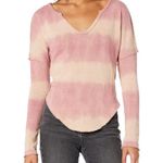 Free People  Come And Get It Washed Top Size Medium Pink Cream Slouchy V-neck Photo 9