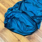 Signature By Sangria Halter Satin Peacock Teal Bodycon Cocktail Dress 14 XL Blue Photo 7