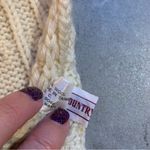 Country Loom Cable Knit 100% Wool Ivory Cream Scarf Small Hole White Photo 5