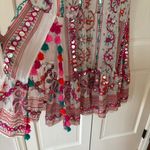 Juliet Dunn London Tribal Tassel Maxi Dress White Jade Embroidered Size 2 US 6/8 Pink Size M Photo 7