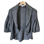 Elizabeth and James Gray Open Bolero Sweater Ribbed Knit Cardigan Wool XS EUC Photo 0