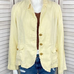 J.Crew Academy Washed Linen Blazer Jacket Yellow Medium Photo 0