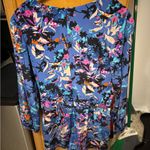 Yumi Kim  Blue Floral Silk "Liz" Romper 3/4 Sleeve Silk With Pockets size medium Photo 4