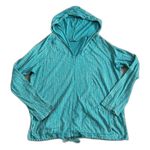 Fresh Produce  Top Womens Large Aqua Cover Up Shirt Hooded Pockets USA Photo 0