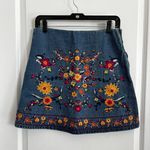 Francesca's Embroidered Denim Skirt Photo 0