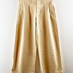 Anthropologie Maeve Remi Pleated High Rise Wide Leg Cropped Pants Tan Khaki 0 Photo 2