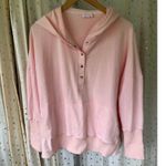 Pink Lily Oversized 6" Ribbed Sleeve Cuffs Half Snap Button Hoodie Sweatshirt S Photo 1
