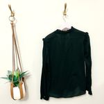 J.Crew  Ruffle-Trim V-neck Popover in Clip Dot Black Size S Photo 5