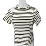 Mango MNG White Black Striped Round Neck Short Sleeve Pullover Tee Shirt Top L Photo 0