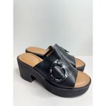Naturalizer Platform Slide Sandal Size 9 Black Leather Block Heel Round Toe Photo 2