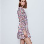 ZARA  RUFFLED FLORAL PRINT LONG SLEEVE MINI DRESS Size S NEW. Photo 5