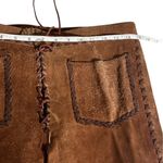 1960s Brown Suede Leather Pants Embellished Bell Bottoms Size 30 Photo 11