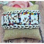 Handmade AFRICAN Jewelry Cowie Shell, Bead, & Seed Bead Bracelet Tribal 7.5 in Photo 3
