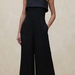 Banana Republic  Petite 0 Black Linen Blend Strapless Wide-Leg Jumpsuit NWT Photo 2