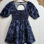 Free People  mini dress floral cutout back smocked pleated spring summer boho XS Photo 0