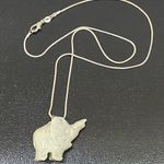 Sage Green Stone Elephant Pendant on 925 Silver Necklace Photo 5