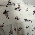 Lands' End Button-Up Shirt Tunic Collared Roll Tab Sleeves Floral Stretchy Cream Photo 10