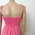 Old Navy [] Pink Linen Blend Square Neck Mini Dress Smocked Tie Straps Sz Large L Photo 9
