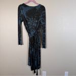 Orla Kiely Blue Black Tree Print Midi Wrap Dress Womens L Long Sleeve Stretch Size L Photo 3