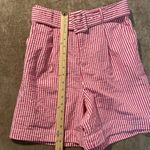 A New Day  Short Womens Sz Small High Rise Striped Hot Pink Belted Preppy Barbie Photo 6
