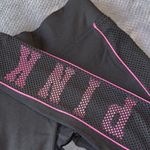 PINK - Victoria's Secret Victoria's Secret PINK Ultimate Black Mesh Leggings XS High‎ Rise Hot Pink Logo Photo 3
