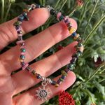 Handmade Rainbow Tourmaline + Seed Bead Bracelet with Sun Charm * 🌞🌈 Photo 0