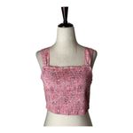 House of Harlow House of Harlow 1960 Top Women Medium Pink Floral Smocked Back Tie Crop Tank Photo 5