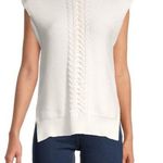 Laundry by Shelli Segal White Cable Knit Sweater Vest size M Photo 0