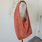 Venezia Suede Leather Oversized Slouch Bag Orange Peach Coral Hobo Tote Photo 1