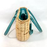 Caribbean Joe Straw Wicker Bag with Turquoise Leather Accents Photo 4