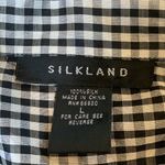 Silkland Black and White Gingham 3/4 Sleeve Silk Blouse Top Women’s Large Photo 5