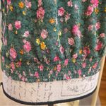 Elodie Floral Ruched Mesh Top XL Green Pink Sweetheart Neck Cottagecore village Photo 6