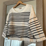 Lemlem  White And Black Striped Cotton Blouse Size Medium Photo 0