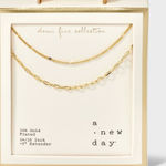 A New Day Target 14K Gold Plated Flat Beaded and Link Chain Duo Necklace - ™ Gold: Nickel-Free, Lobster Clasp Photo 0