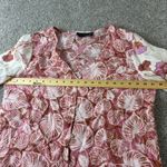 Tahari  Linen Blend Floral Leaf‎ Print Button Down Blouse Top Medium Boho Casual Photo 4