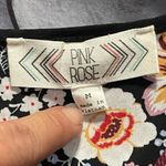 Pink Rose Women’s Black Floral Blouse Keyhole Back Top Medium Photo 1