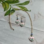 Cute Flower Jewelry Set, Pink Tulip, Heart Charm, Dainty, Coquette, Spring, Fun Photo 7