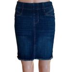 Liverpool Josette Cat Eye Pocket Frayed Edge Denim Blue Jean Mini Skirt ~ 0 / 25 Photo 2